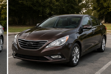 Burgundy sedan front view