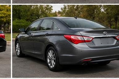 Charcoal sedan rear view
